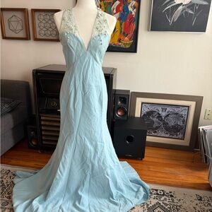 Elie Tahari Light Blue Embellished Prom Dress